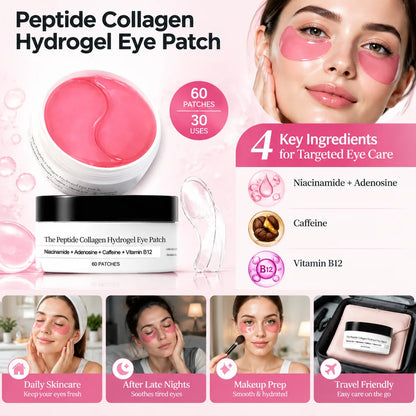 60 Pcs Collagen Peptide Moisturizing Eye Patches Hydrogel Under Eye Mask Daily Skincare Soothing Eye Care Hydrating Mask
