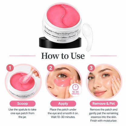 60 Pcs Collagen Peptide Moisturizing Eye Patches Hydrogel Under Eye Mask Daily Skincare Soothing Eye Care Hydrating Mask