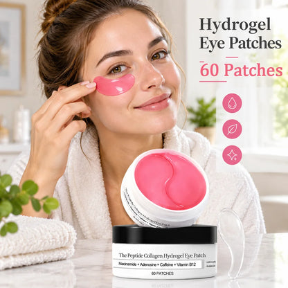 60 Pcs Collagen Peptide Moisturizing Eye Patches Hydrogel Under Eye Mask Daily Skincare Soothing Eye Care Hydrating Mask